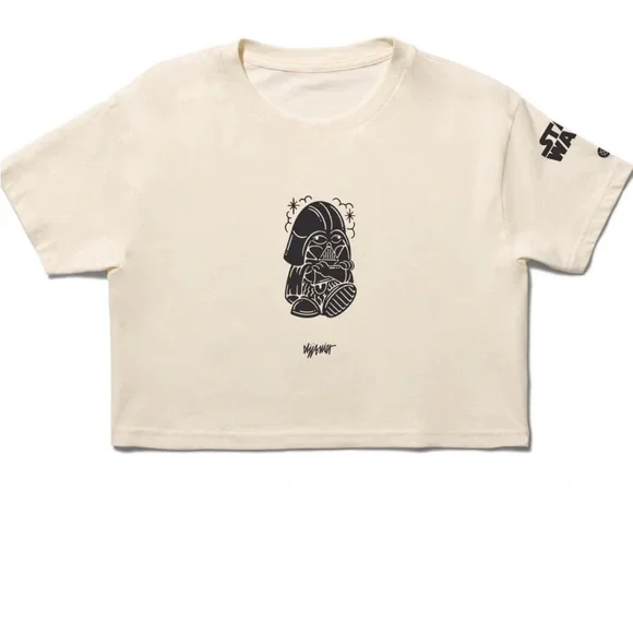 New (NWOT) Baby Dark Vader Star Wars Cream Crop Top - Picture 7 of 7